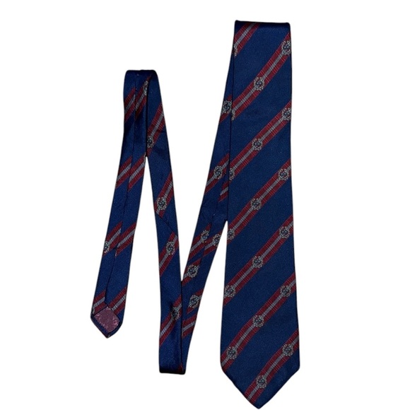 VTG Liberty of London x2 Silk USA Burgundy & Blue Striped Paisley Designer Ties - Picture 3 of 7